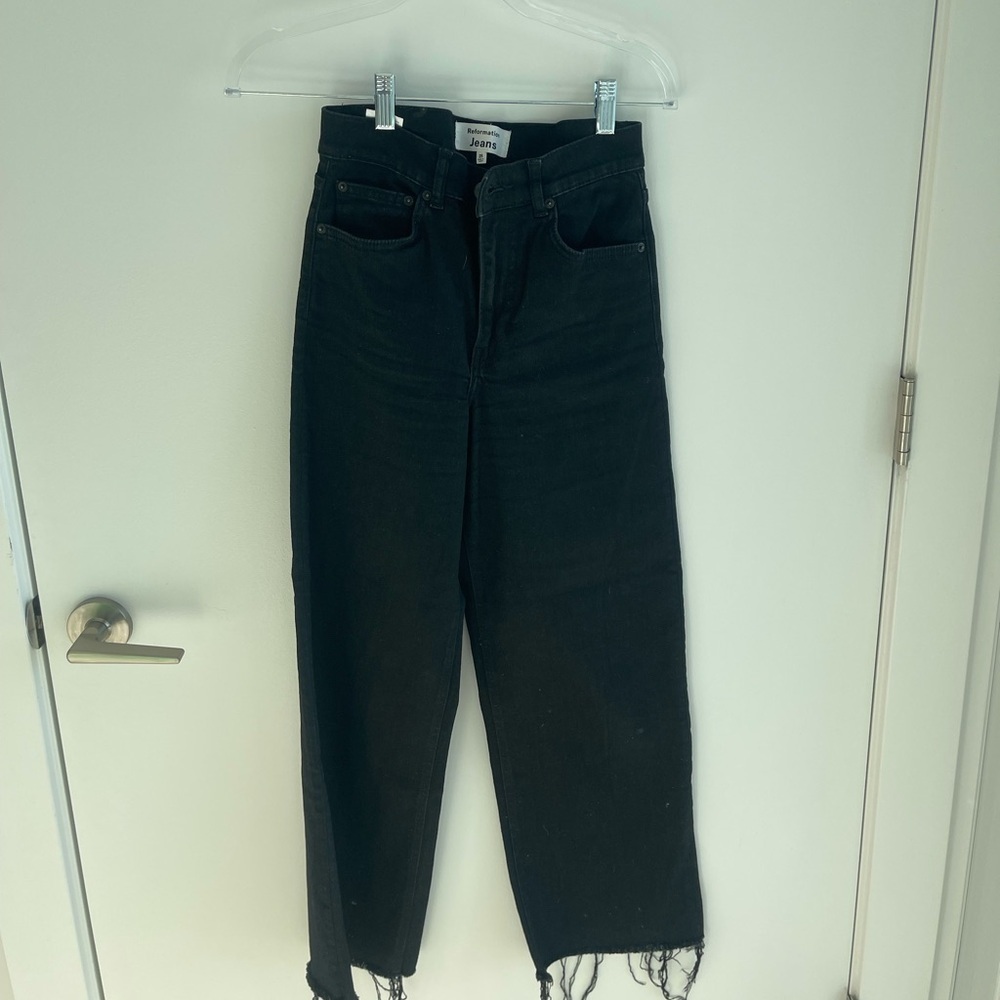 Reformation Black Raw Hem Women Jeans